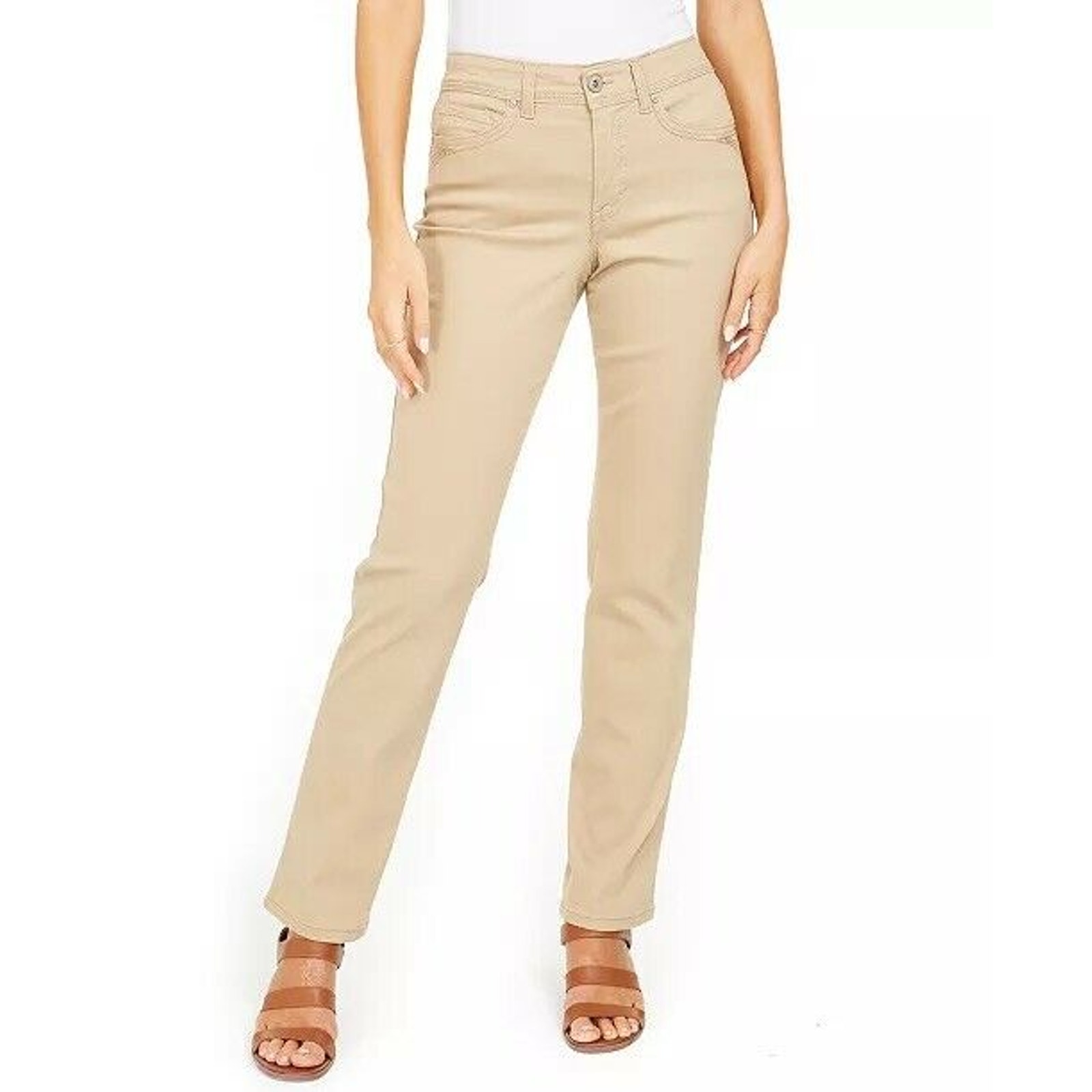 Style Co Nwt Women’s Perfect Khaki Mid Rise Tummy Control Skinny Leg Pants Sz 4